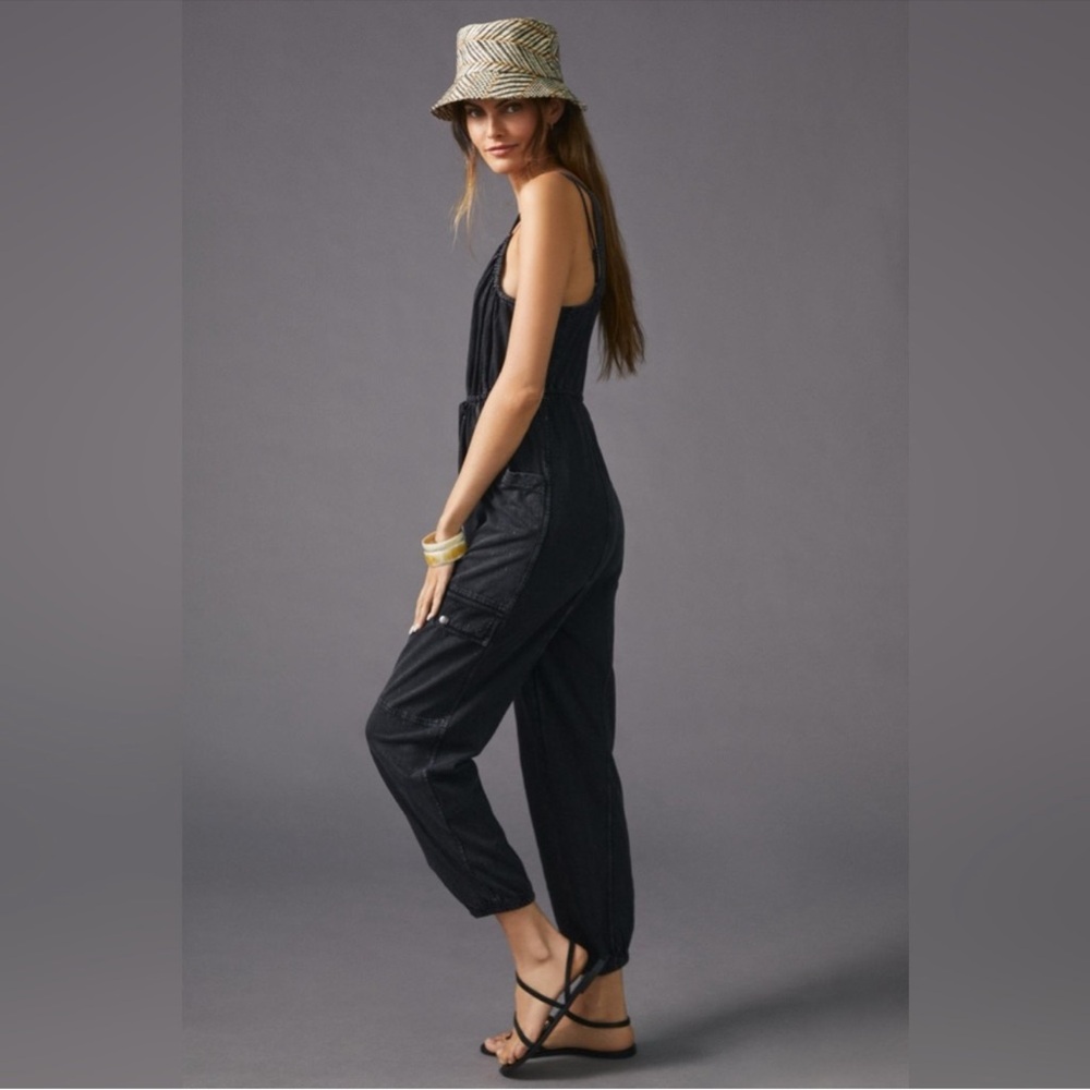 Anthropologie Black Sleeveless Utility Jumpsuit - Picture 2 of 12